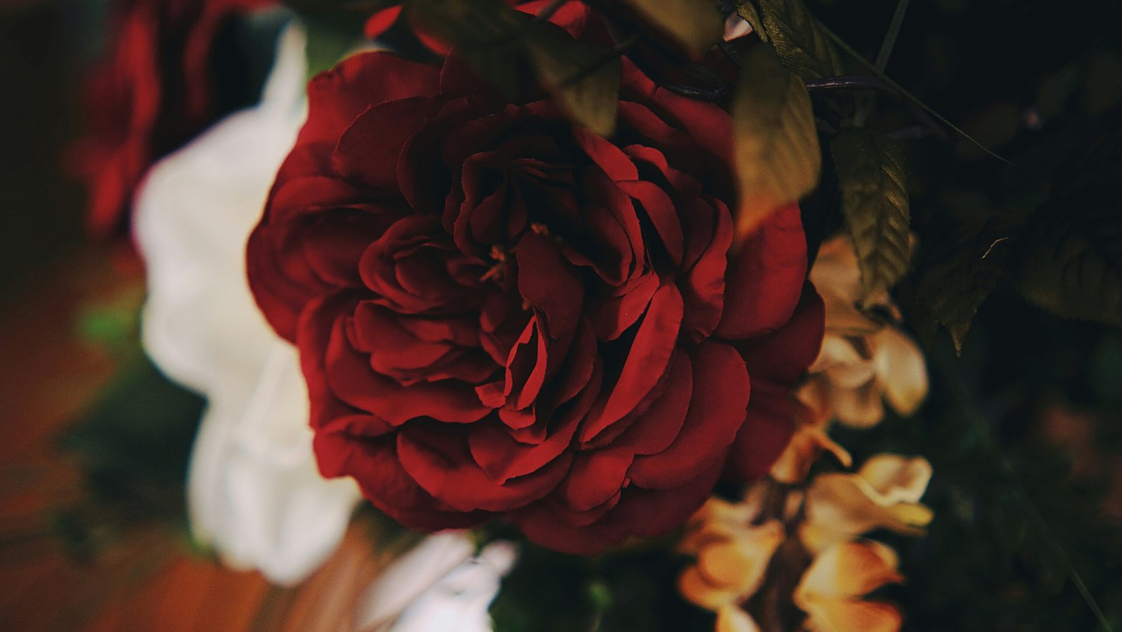 red silk flowers