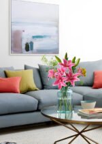 red lily in vase